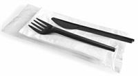 Bis Posate Nere + Tovagliolo 1v Pz.100